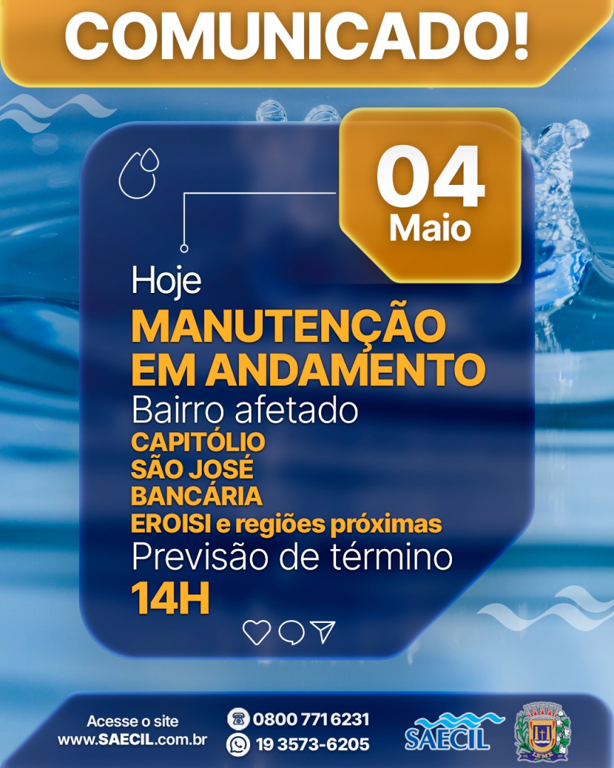INTERLIGAÇÃO DE REDE AFETA ABASTECIMENTO DE ÁGUA EM BAIRROS DE LEME NESTA SEGUNDA-FEIRA